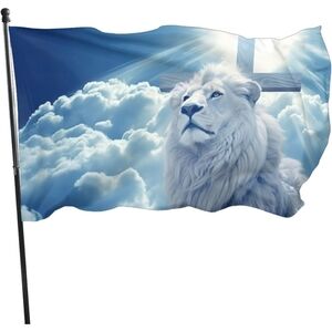 Flag Jesus Lion Cross Faith 3x5 Ft Decorative Flag Banner
